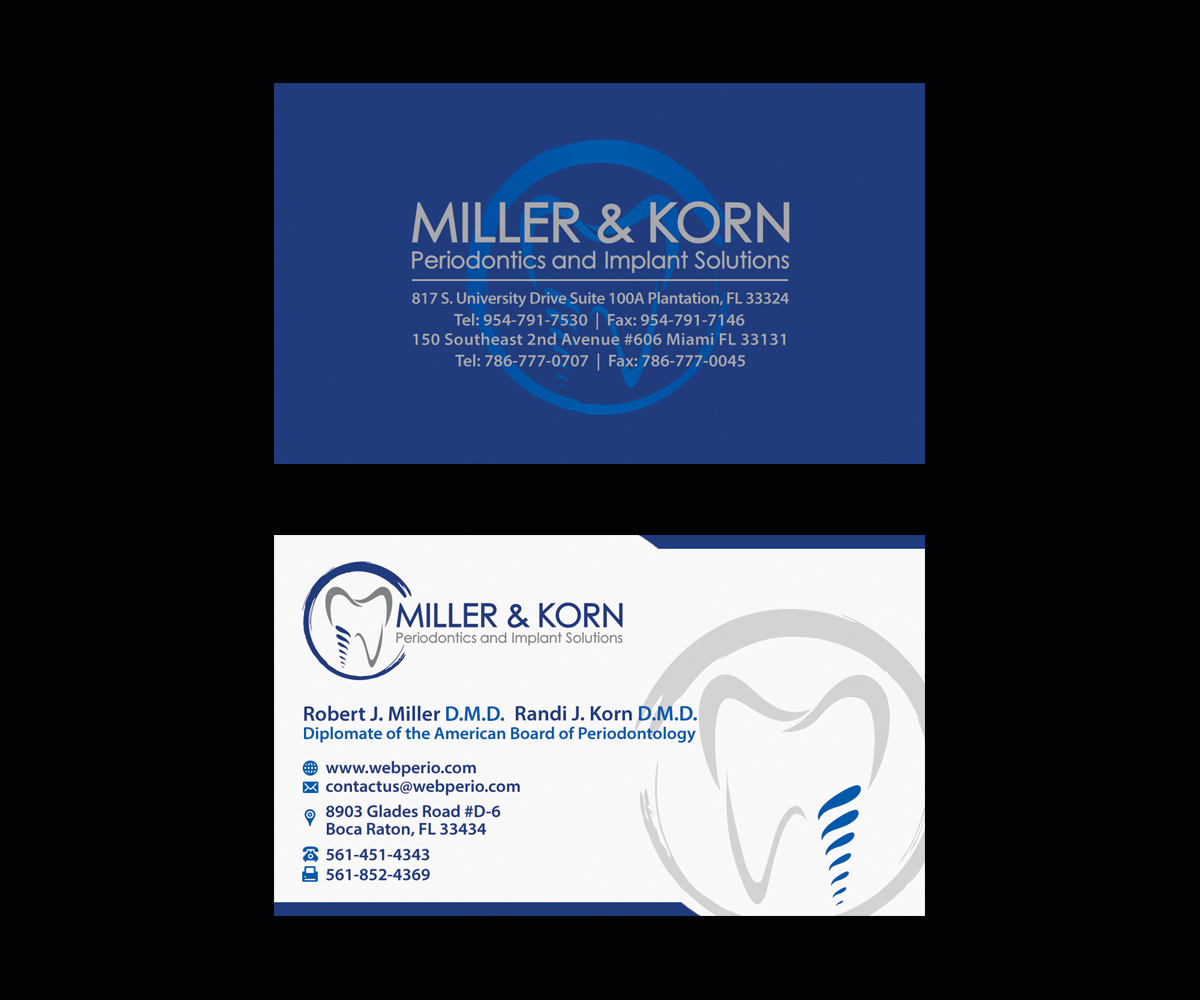 Diseño de Tarjeta de Presentación por Ethien para Miller & Korn Periodontics and Implant Solutions | Diseño #9374771