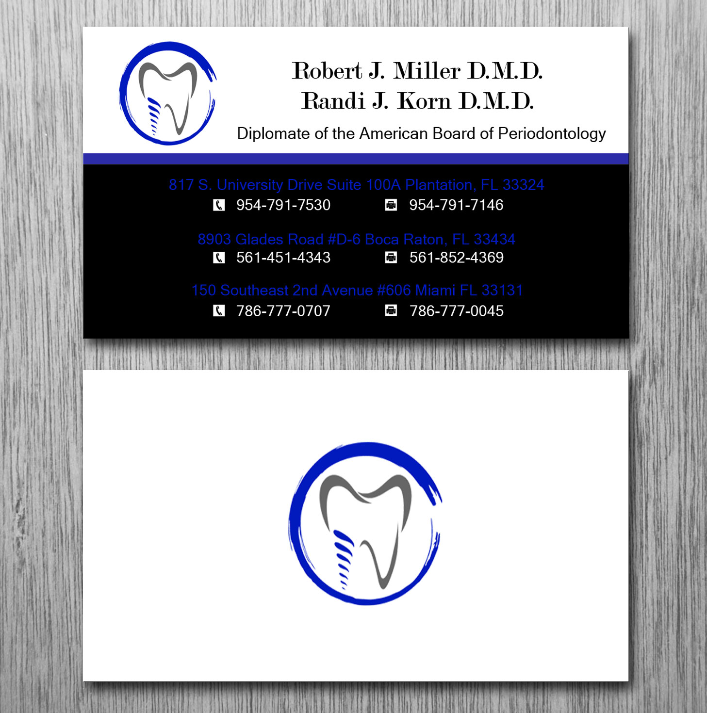 Diseño de Tarjeta de Presentación por Lanka Ama para Miller & Korn Periodontics and Implant Solutions | Diseño #9375546