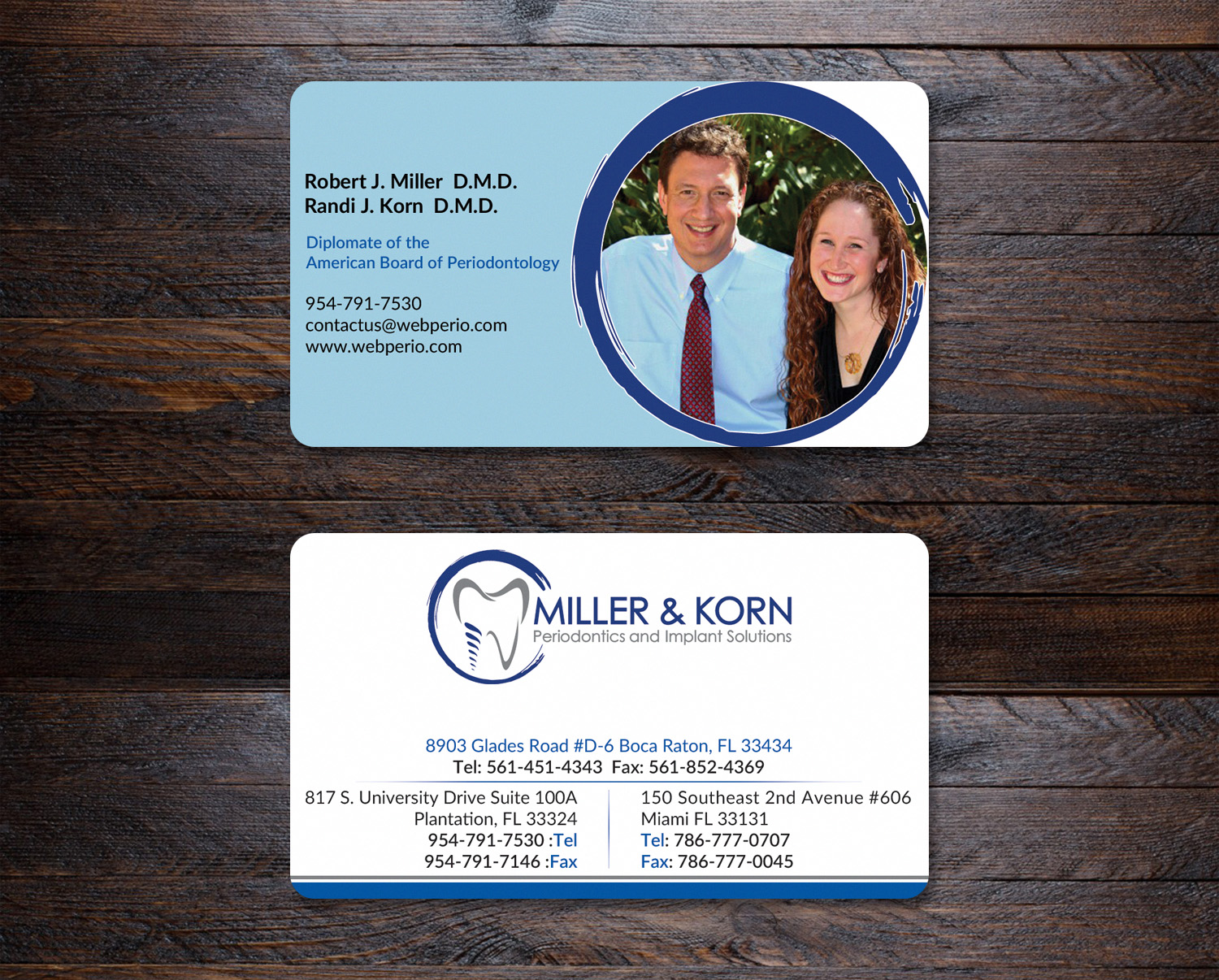 Diseño de Tarjeta de Presentación por AFHUN para Miller & Korn Periodontics and Implant Solutions | Diseño #9377917