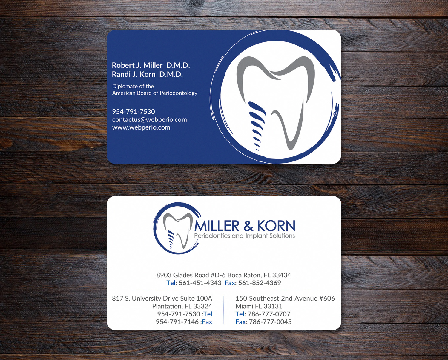 Business Card Design by AFHUN for Miller & Korn Periodontics and Implant Solutions | Design #9435921