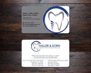 Business Card Design by AFHUN for Miller & Korn Periodontics and Implant Solutions | Design: #9435923