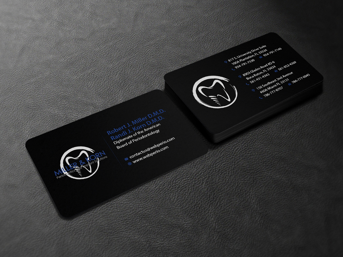 Business Card Design by Creations Box 2015 for Miller & Korn Periodontics and Implant Solutions | Design #9372269