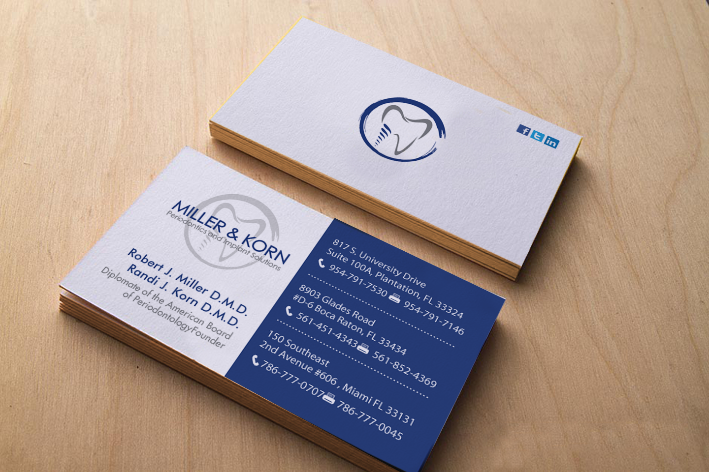 Visitenkarten-Design von chandrayaan.creative für Miller & Korn Periodontics and Implant Solutions | Design #9380636