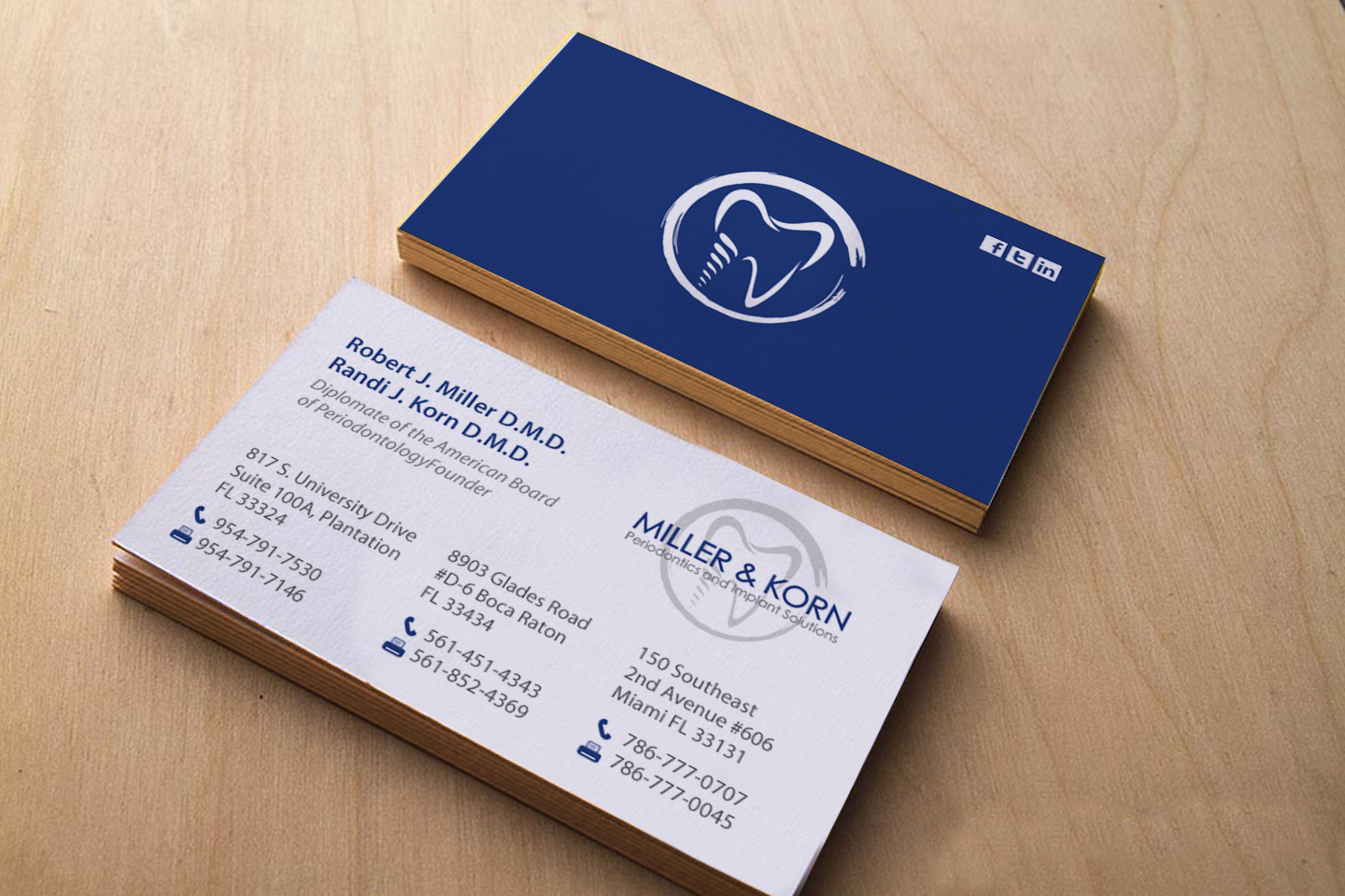 Visitenkarten-Design von chandrayaan.creative für Miller & Korn Periodontics and Implant Solutions | Design #9380638