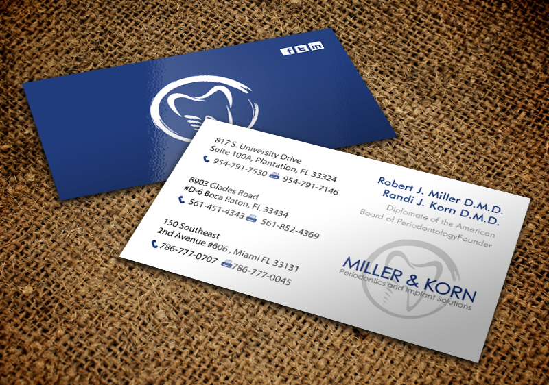 Visitenkarten-Design von chandrayaan.creative für Miller & Korn Periodontics and Implant Solutions | Design #9380640