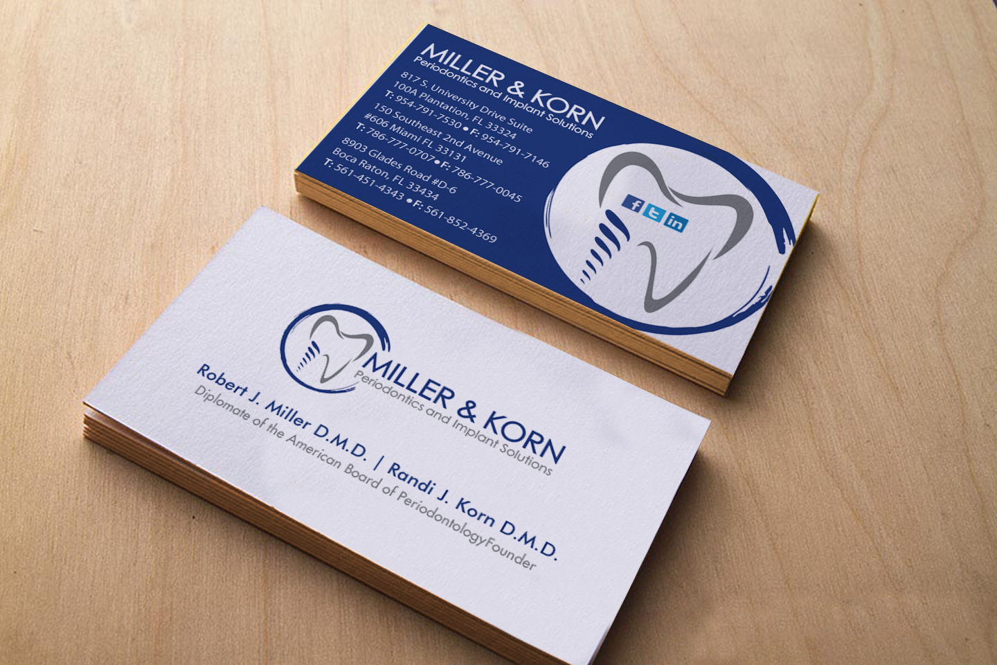 Business Card Design by chandrayaan.creative for Miller & Korn Periodontics and Implant Solutions | Design #9380643