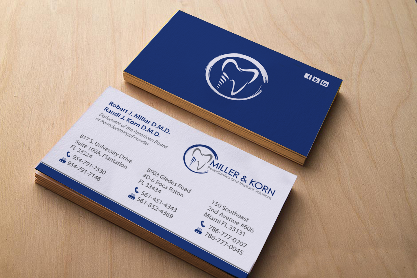 Visitenkarten-Design von chandrayaan.creative für Miller & Korn Periodontics and Implant Solutions | Design #9380649