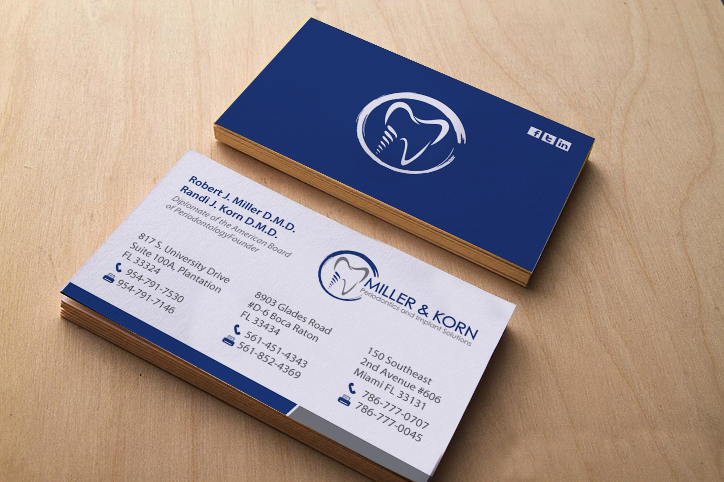 Visitenkarten-Design von chandrayaan.creative für Miller & Korn Periodontics and Implant Solutions | Design #9380650