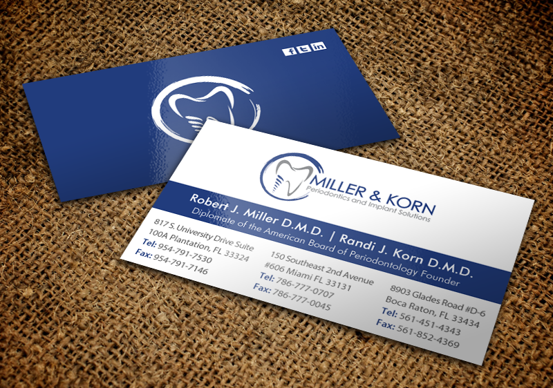 Business Card Design by chandrayaan.creative for Miller & Korn Periodontics and Implant Solutions | Design #9380652