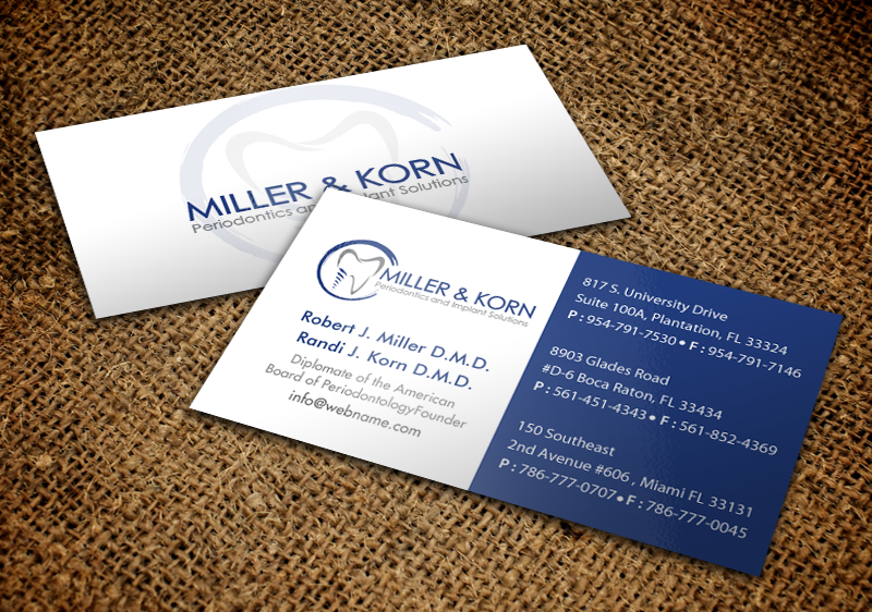 Business Card Design by chandrayaan.creative for Miller & Korn Periodontics and Implant Solutions | Design #9403807