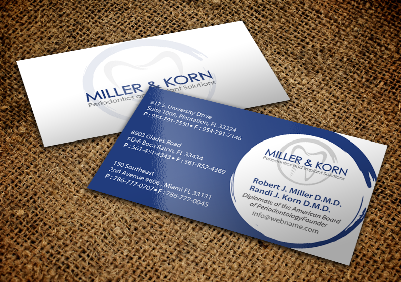 Business Card Design by chandrayaan.creative for Miller & Korn Periodontics and Implant Solutions | Design #9403808