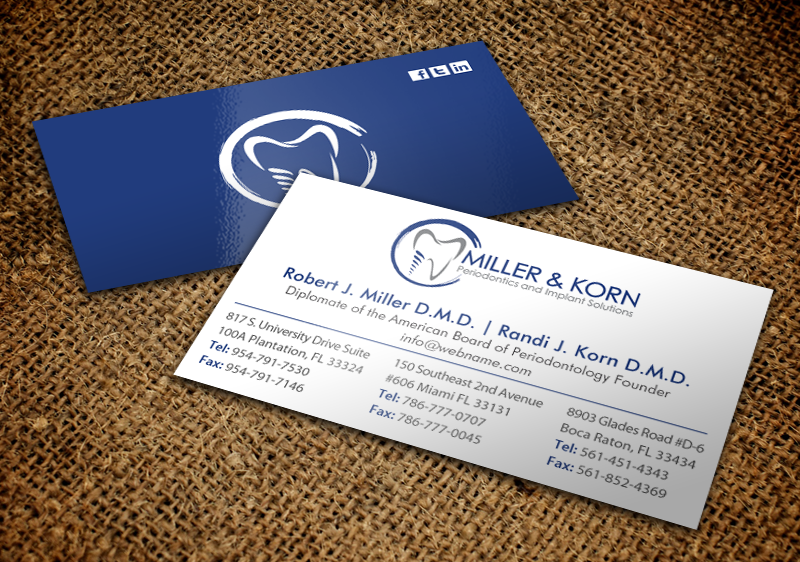 Visitenkarten-Design von chandrayaan.creative für Miller & Korn Periodontics and Implant Solutions | Design #9403826