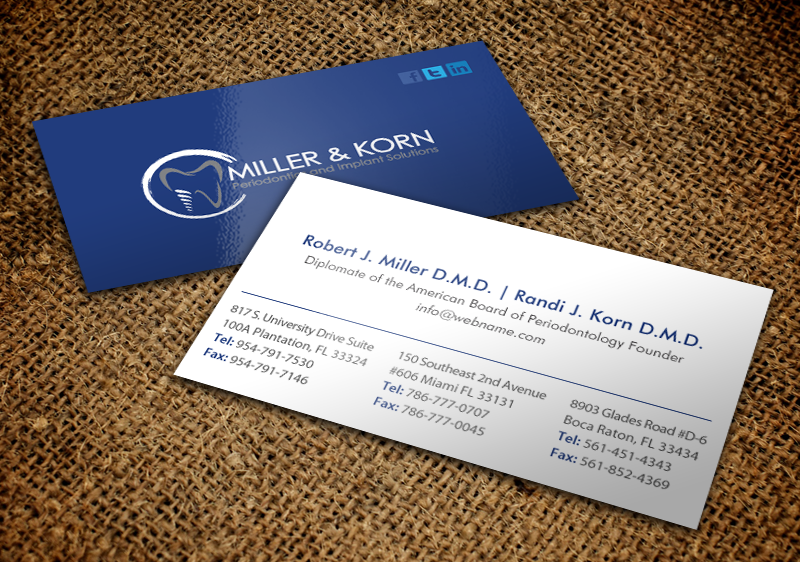 Business Card Design by chandrayaan.creative for Miller & Korn Periodontics and Implant Solutions | Design #9403830
