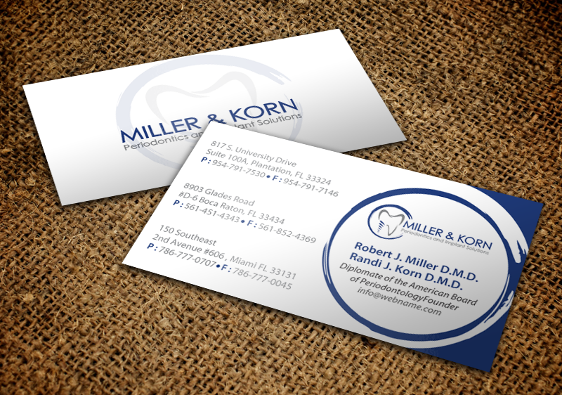 Business Card Design by chandrayaan.creative for Miller & Korn Periodontics and Implant Solutions | Design #9403833