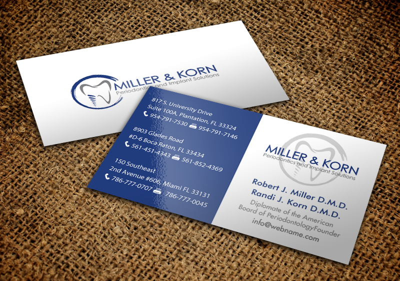 Business Card Design by chandrayaan.creative for Miller & Korn Periodontics and Implant Solutions | Design #9404495