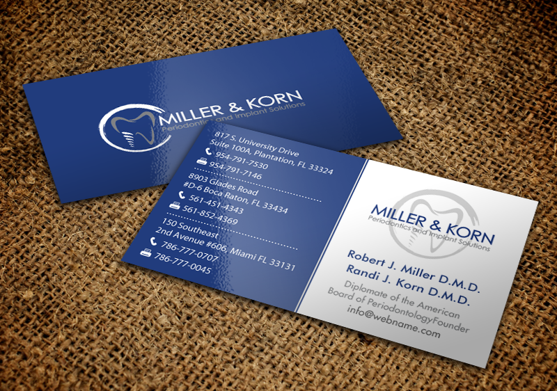Business Card Design by chandrayaan.creative for Miller & Korn Periodontics and Implant Solutions | Design #9404497