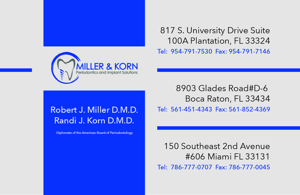 Diseño de Tarjeta de Presentación por Kelly Ong para Miller & Korn Periodontics and Implant Solutions | Diseño #9393403