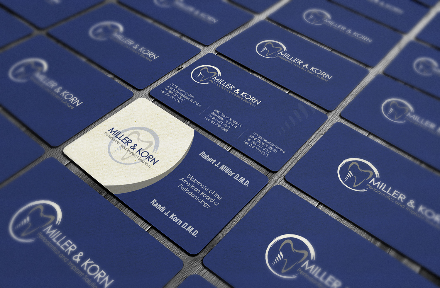 Diseño de Tarjeta de Presentación por logodentity para Miller & Korn Periodontics and Implant Solutions | Diseño #9364415