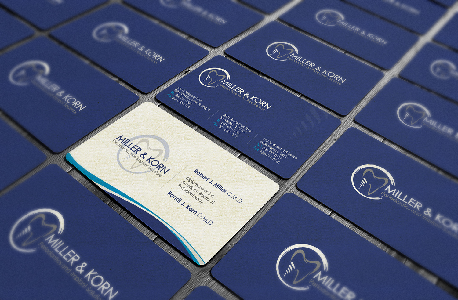 Diseño de Tarjeta de Presentación por logodentity para Miller & Korn Periodontics and Implant Solutions | Diseño #9364545