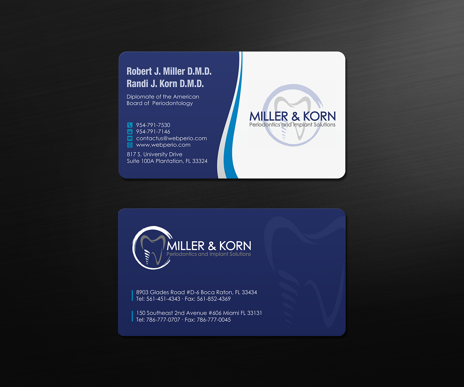 Business Card Design by logodentity for Miller & Korn Periodontics and Implant Solutions | Design #9365181
