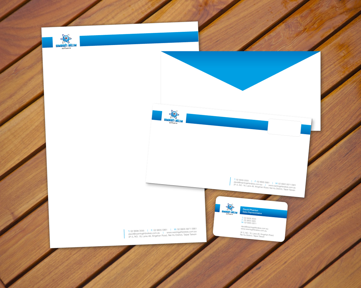 Stationery Design by MDS - bonusplusdesign.com for Smash Atom Software | Design #417159