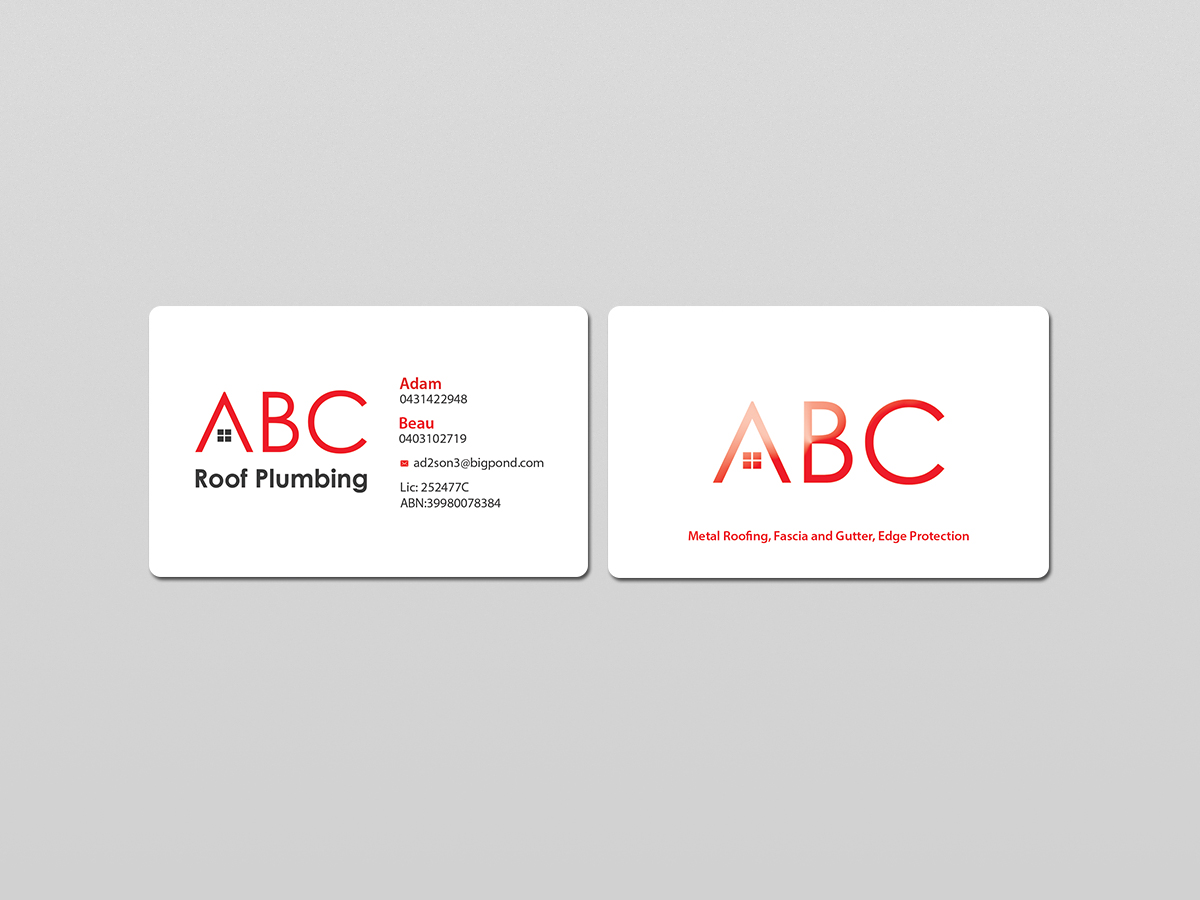 Visitenkarten-Design von Creations Box 2015 für ABC roof plumbing | Design #9405164