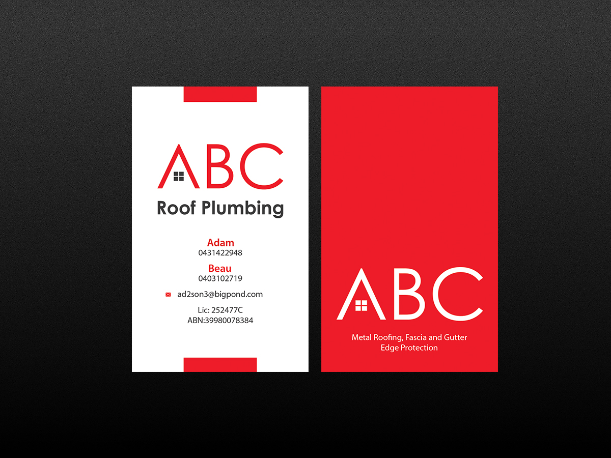 Visitenkarten-Design von Creations Box 2015 für ABC roof plumbing | Design #9405165