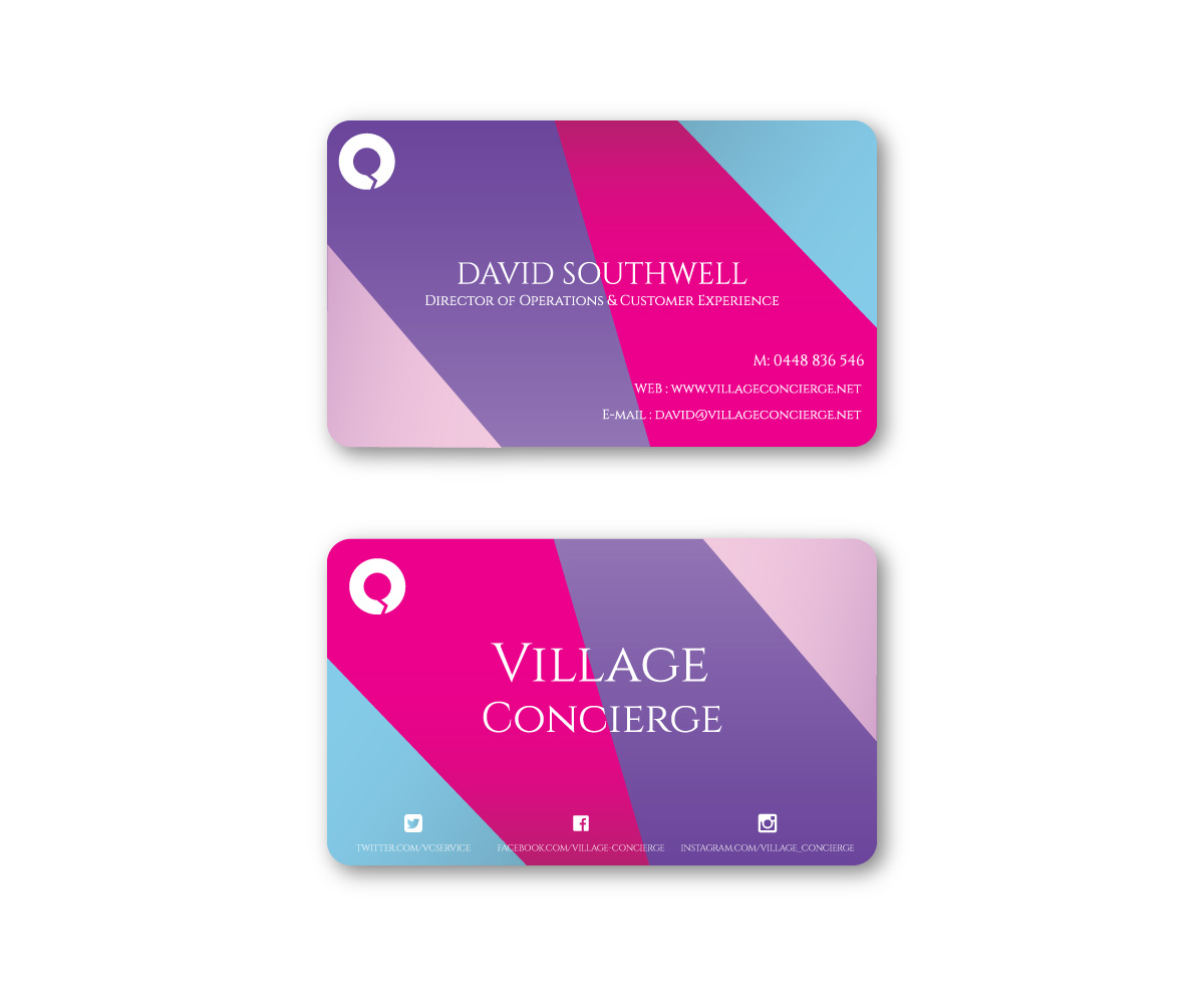 Business Card Design by Mani90 for Village Concierge Pty Llimited | Design #9396341