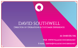 Business Card Design by Mani90 for Village Concierge Pty Llimited | Design #9396345