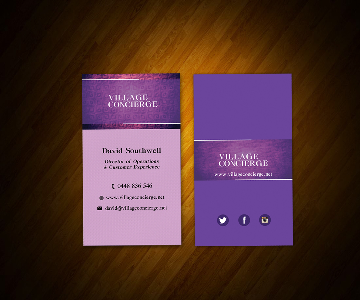 Business Card Design by design88 for Village Concierge Pty Llimited | Design #9398308