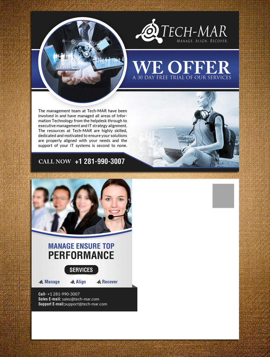 Postcard Design by creative.bugs for TECH-MAR ENTERPRISES LLC | Design #9404650