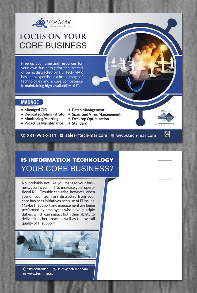 Design de Carte Postale par creative.bugs pour TECH-MAR ENTERPRISES LLC | Design #9415065