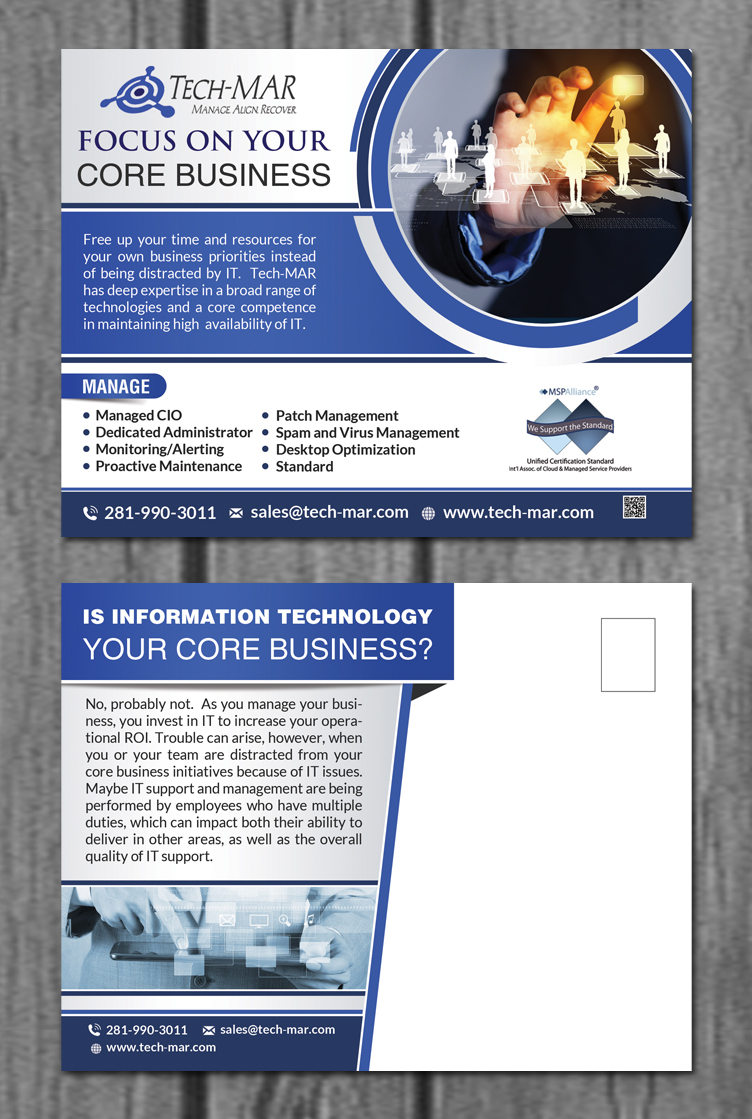 Postcard Design by creative.bugs for TECH-MAR ENTERPRISES LLC | Design #9522940