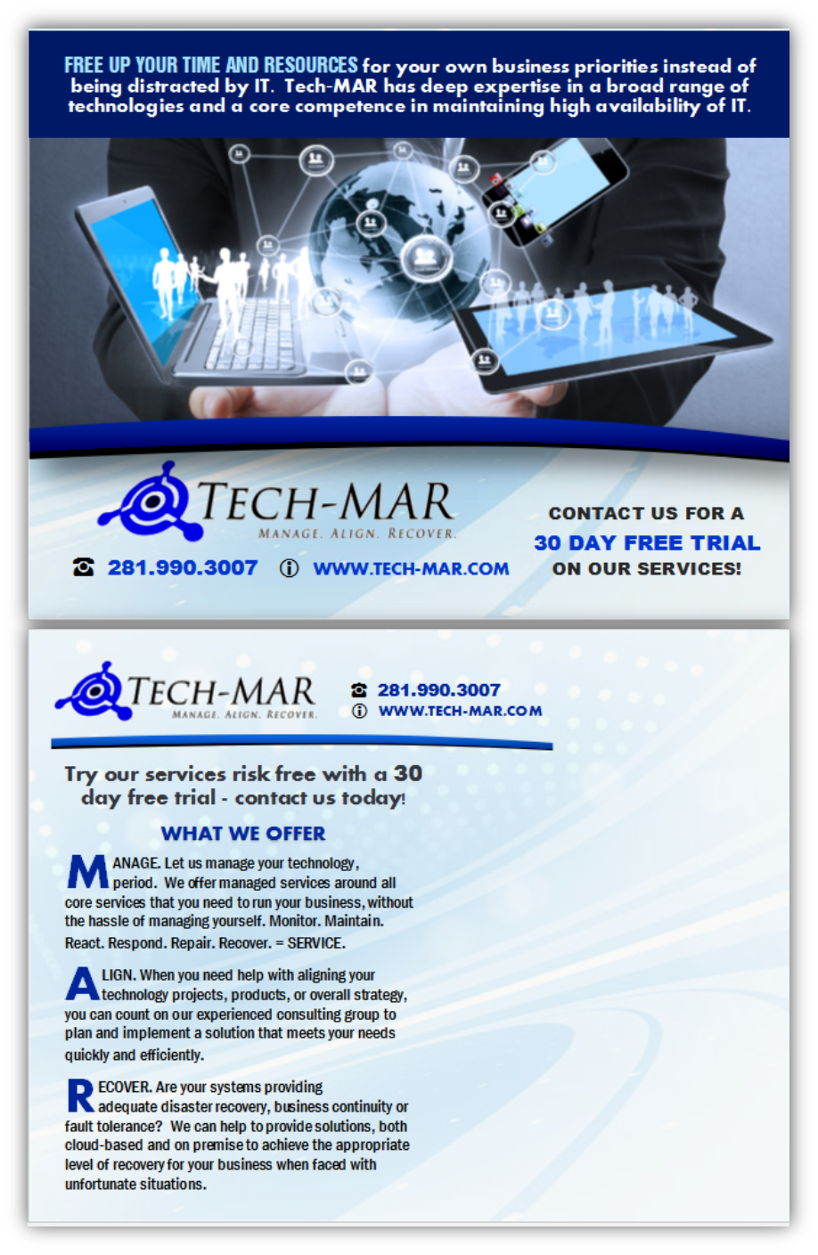 Postcard Design by citygirl17 for TECH-MAR ENTERPRISES LLC | Design #9423025