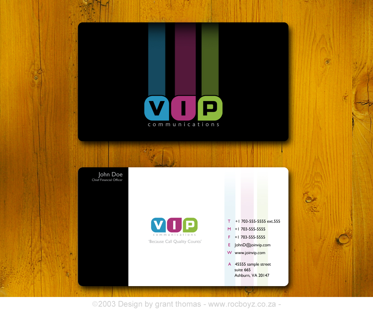 Business Card Design by Grebo for VIP Communiations | Design #2135540