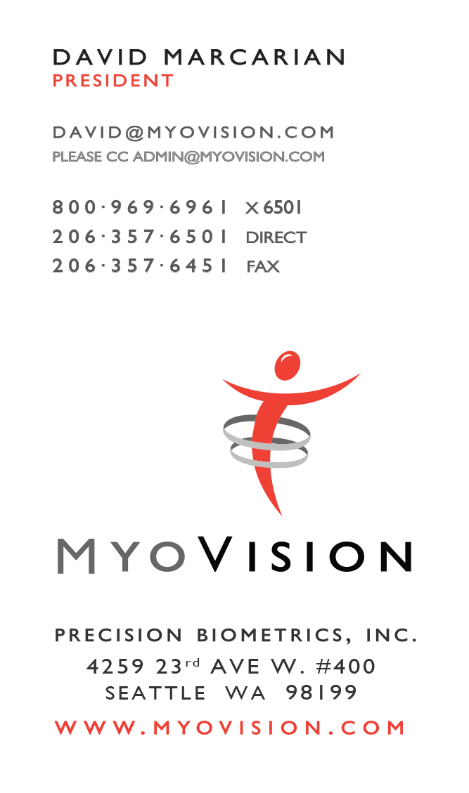 Business Card Design by Ashley Zoe Designs for Precision Biometrics Inc | Design #2057933