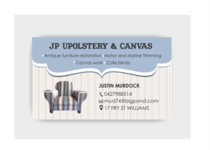 Business Card Design by IneseRo for JP UPHOLSTERY & CANVAS | Design: #9449933