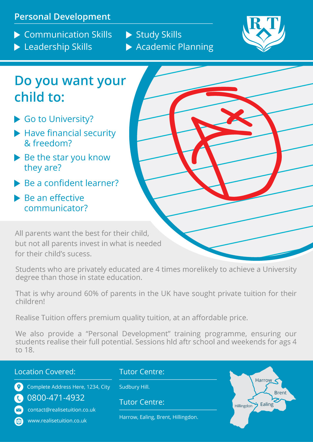 Flyer Design by Nightmist for Realise Tuition | Design #9440059