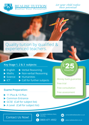 Diseño de Flyer por Nightmist para Realise Tuition | Diseño: #9440060