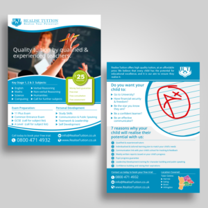 Diseño de Flyer por Nightmist para Realise Tuition | Diseño: #9491782