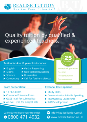 Diseño de Flyer por Nightmist para Realise Tuition | Diseño: #9501994
