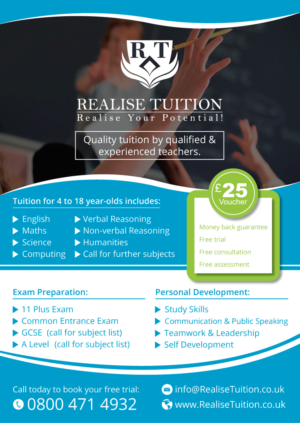 Flyer Design by Nightmist for Realise Tuition | Design: #9502204