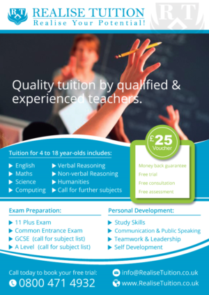 Flyer Design by Nightmist for Realise Tuition | Design: #9504827