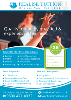 Flyer Design by Nightmist for Realise Tuition | Design: #9504834