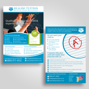 Flyer Design by Nightmist for Realise Tuition | Design #9505297