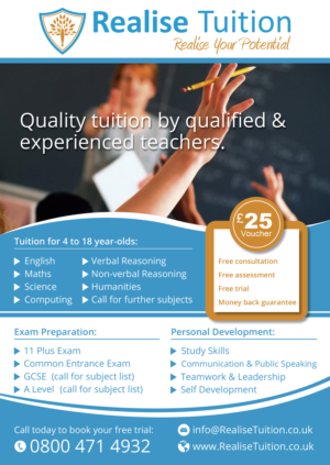 Flyer Design by Nightmist for Realise Tuition | Design: #9541651