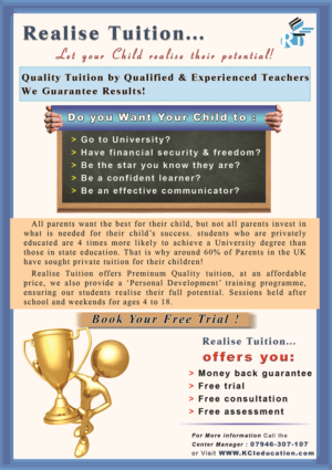 Flyer Design by Graphic pot for Realise Tuition | Design: #9438488