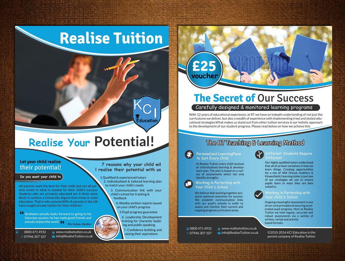 Flyer Design by creative.bugs for Realise Tuition | Design #9477579