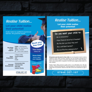 Diseño de Flyer por GMWIRE para Realise Tuition | Diseño: #9492412