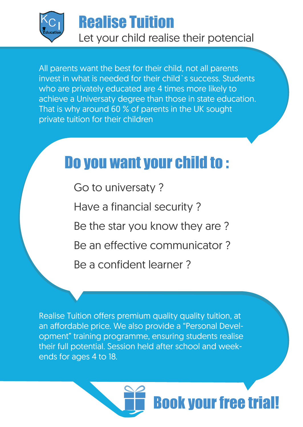 Flyer Design by persibishe for Realise Tuition | Design #9459030